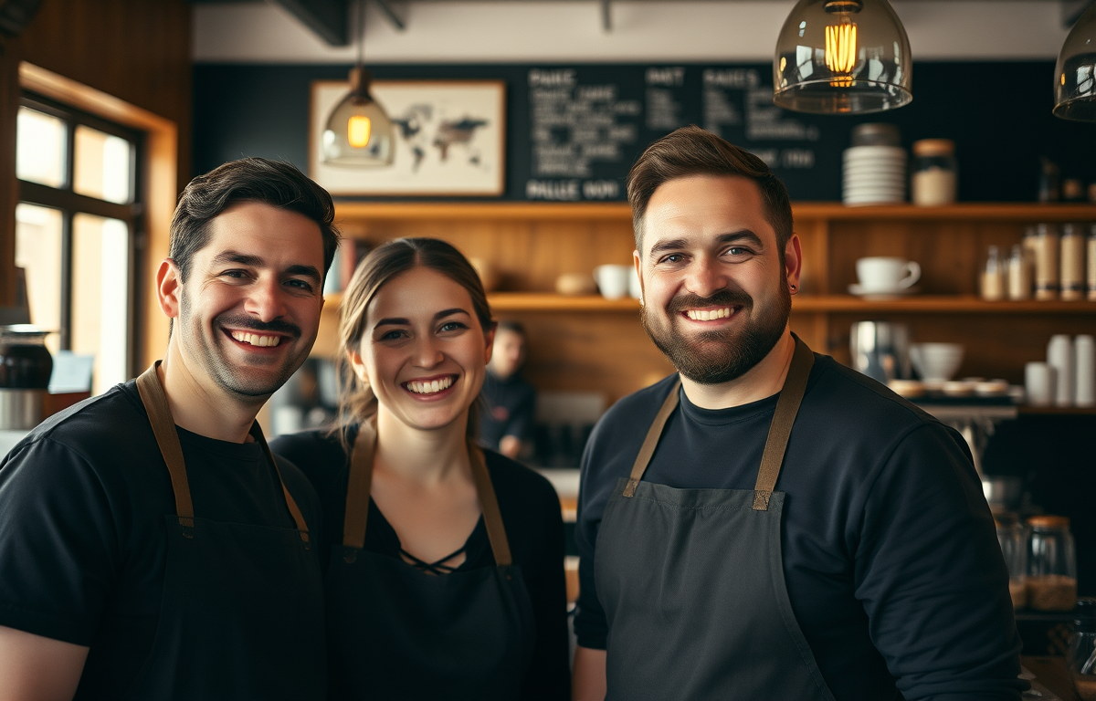 L’équipe de PLUME dans un intérieur chaleureux de coffee shop à Bordeaux.